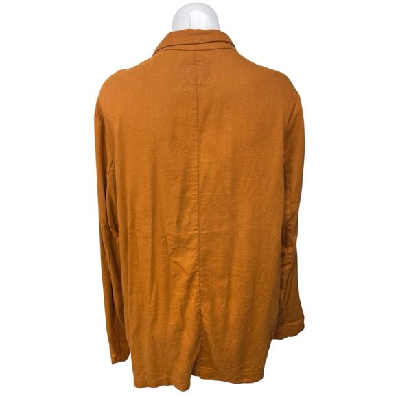 Old Navy Brown Linen Long Sleeve Collared Pocket Open Cardigan Coat Jacket Sz L - Picture 2 of 4